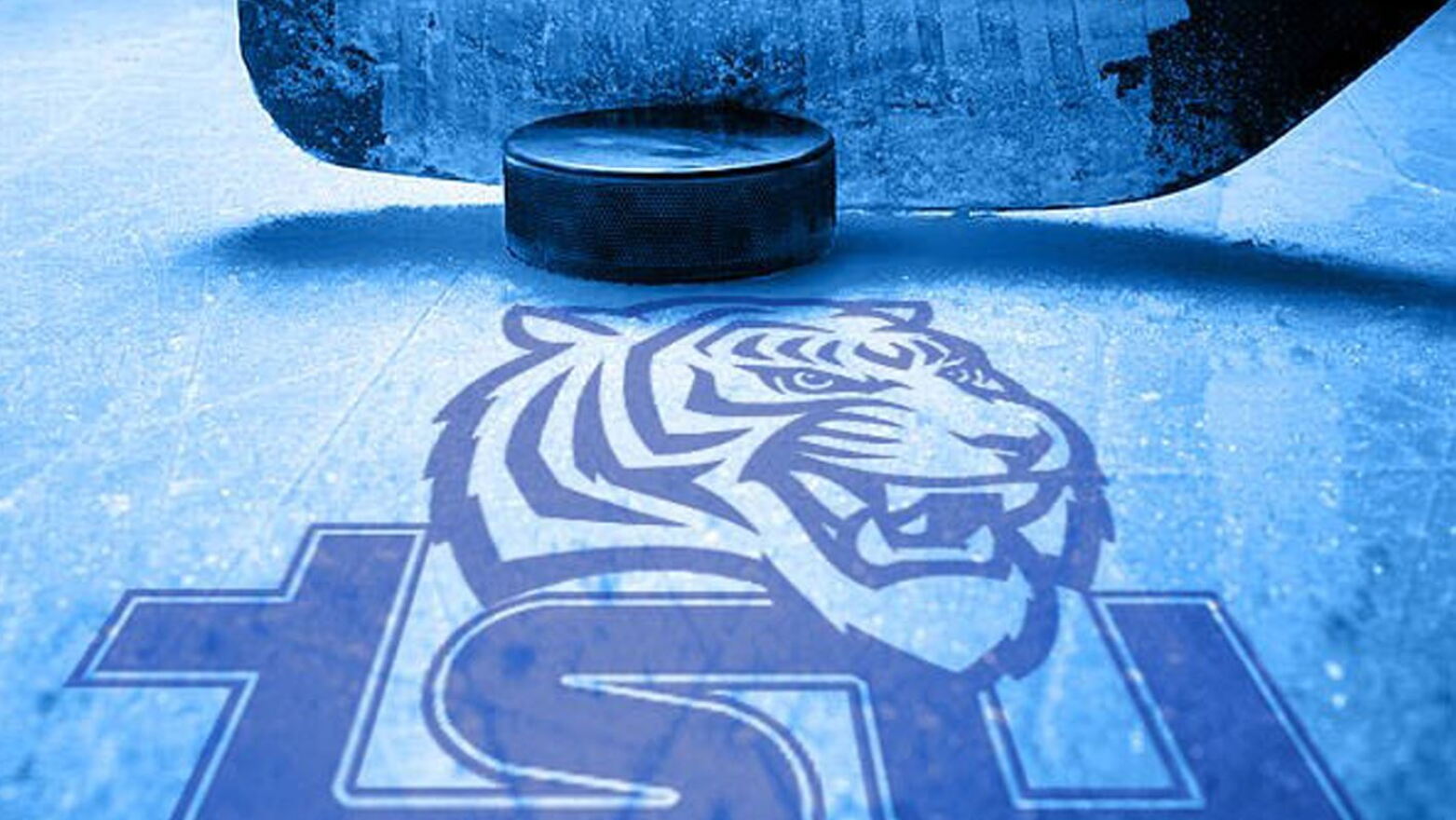 With TSU's announcement of the study, the university shared this image of a hockey stick and puck on ice showing the school's logo.